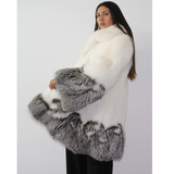 Combination of Snow and silver fox coat