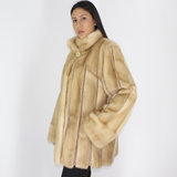  Pastel mink jacket with leather stripes