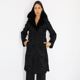 Astrakhan black coat with mink collar
