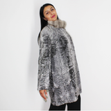 Astrakhan grey coat with sapphire mink collar