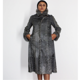 Astrakhan Broadtail grey coat with grey mink trimming