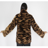Brown shades shaved mink pieces jacket