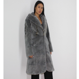 Cold grey shaved mink pat coat with hood