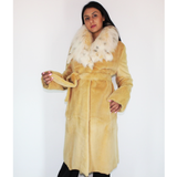  Apricot colored shaved nutria coat with fox collar