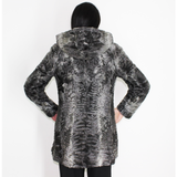 Astrakhan grey anthracite jacket with hood