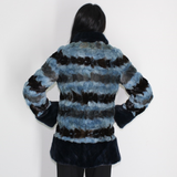 Colored in blue shades mink pieces jacket