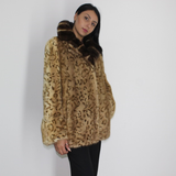 Animal print stamped mink jacket