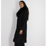 Astrakhan black coat with fox collar