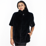 Blue-black colored mink vest