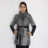 Grey Astrakhan vest with mink collar