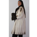 Brown-ivory mink coat with demi-buff trimming