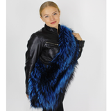 Electric Blue colored silver fox stole/scarf