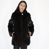 Black mink jacket with hood