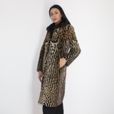 Ocelot coat with brown mink collar