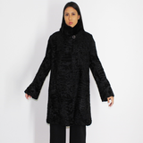 Astrakhan black coat with mink collar