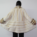 Pearl shaved mink ¾ coat with chinchilla trimming