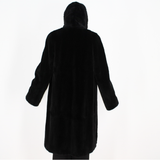 Black shaved mink coat with hood