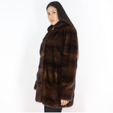 Demi-buff mink jacket with hood