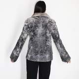 Astrakhan grey jacket with sapphire mink collar