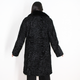 Astrakhan black coat with black mink collar