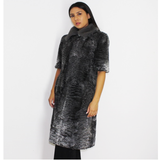 Astrakhan grey vest with silver grey mink collar