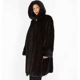Ranch mink coat with hood