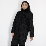 Astrakhan black jacket with mink collar