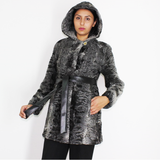 Astrakhan grey anthracite jacket with hood