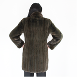 Colored Khaki mink ¾ coat