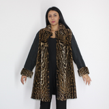 Black wild silk and Ocelot Double-face coat