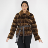Demi-buff shaved mink pieces jacket