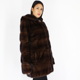 Demi-buff mink jacket with hood