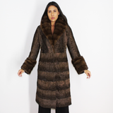 Brown astrakhan coat with brown mink trimming