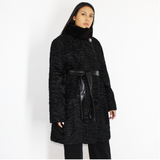 Astrakhan black coat with black mink collar