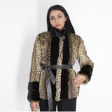 Libya cat jacket with mink trimming