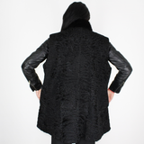 Black Astrakhan vest with mink trimming