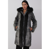 Astrakhan grey coat with hood