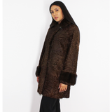 Astrakhan brown coat with brown mink collar