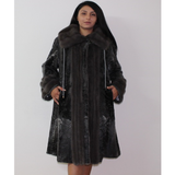 Astrakhan Anthracite coat with mink trimming