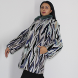 Multi-colored mink ¾ coat