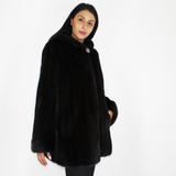 Black mink jacket with hood