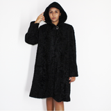 Astrakhan black coat with hood