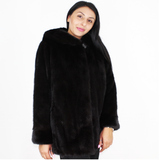 Black mink jacket with hood