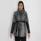 Grey Astrakhan vest with mink collar