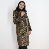 Ocelot coat with brown mink collar