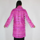 Fuchsia colored shaved mink coat