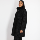 Astrakhan black coat with mink collar