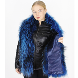 Electric Blue colored silver fox stole/scarf