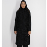Astrakhan black coat with fox collar