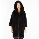 Ranch mink coat with hood